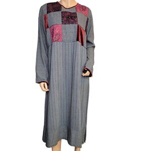 Faith Celia Forrester Dress Womens Medium Mixed Media Patchwork Lace Velvet Trim